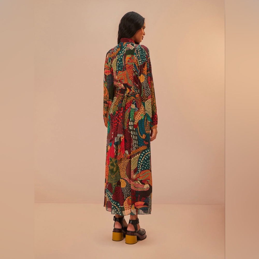 Farm Rio Fauna Mix Multicolor V Neckline Maxi Dress - Picture 8 of 11